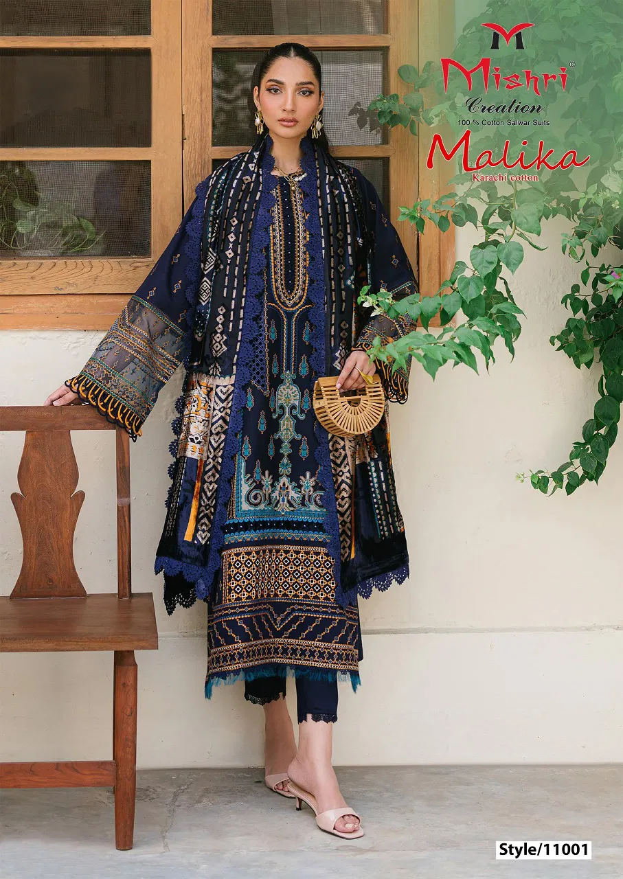 Malika Vol 11 By Mishri Karachi Lawn Cotton Printed Dress Material Suppliers In India